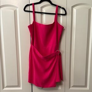 Amanda Uprichard Hot Pink Sleeveless Romper with D-Ring Wrap